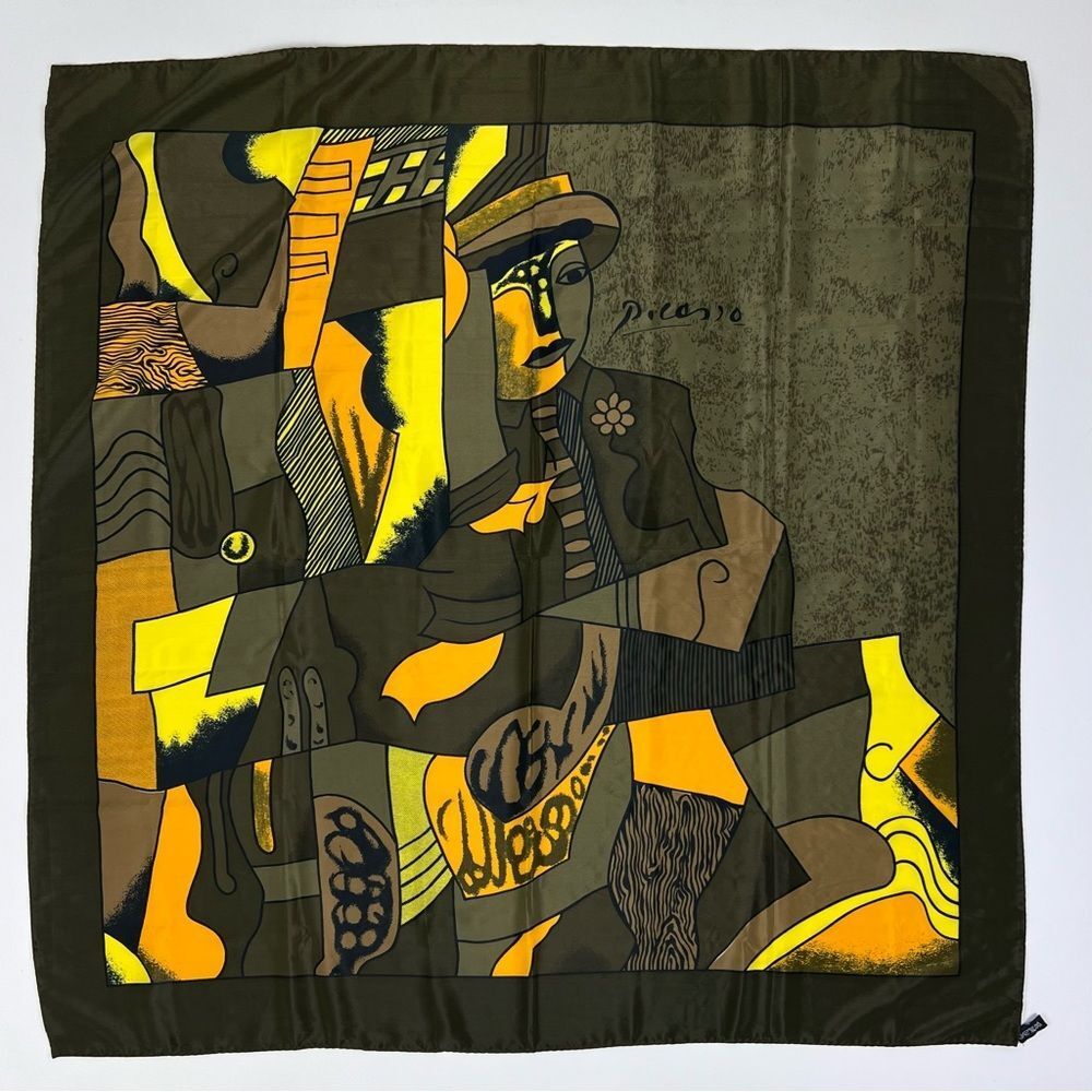 Picasso Pablo Olive Silk Cubism Art Square Scarf